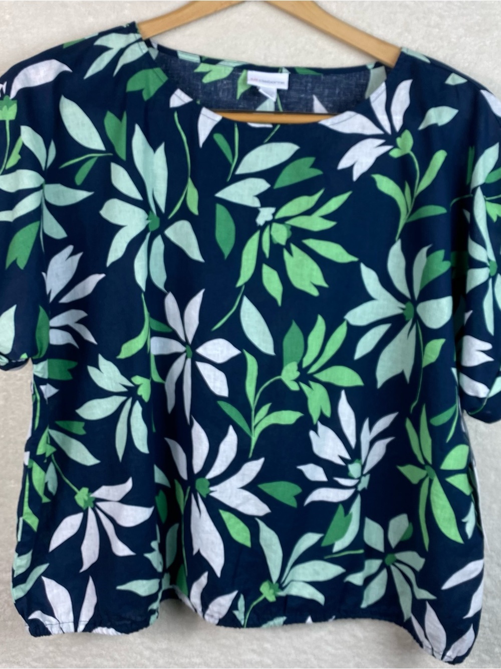 NWT Liz Claiborne XXL Linen Cotton Blend Flower Print Top Dolman Hawaiian
